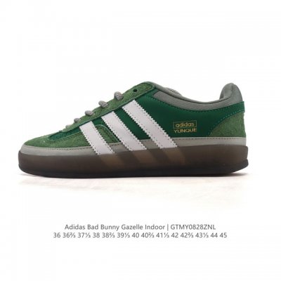 公司级 阿迪达斯 T 头鞋 系列Bad Bunny X Adidas Gazelle Indoor德训鞋 潮运动板鞋。Badbunny与Adidas再度联名，推