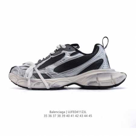 公司级 巴黎世家 Balenciaga 3Xl Sneakers 巴黎世家 十代网布系带低帮走秀复古老爹运动鞋 透气网面材料和聚氨酯 磨损效果 鞋头边缘和后帮 - 点击图像关闭