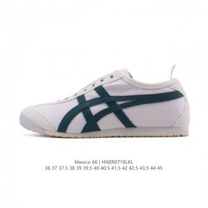 真标 亚瑟士 Onitsuka Tiger Mexico 66 Slip On 鬼冢虎复古时尚 舒适透气帆布织物鞋面耐磨防滑 休闲运动跑步鞋 虎底采用磨耐防橡滑