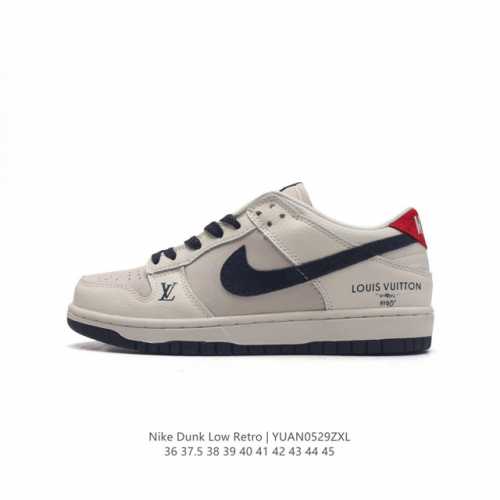 耐克 Nike Dunk Low Retro 运动鞋复古板鞋，路易威登 联名 作为 80 年代经典篮球鞋款，起初专为硬木球场打造，后来成为席卷街头的时尚标杆，现