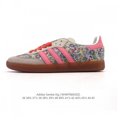 阿迪达斯 德训鞋 Adidas Originals Samba Og Shoes 经典运动鞋小白鞋 T头鞋 女士板鞋 刺绣花朵鞋面彰显休闲摩登风情的时尚经典鞋。