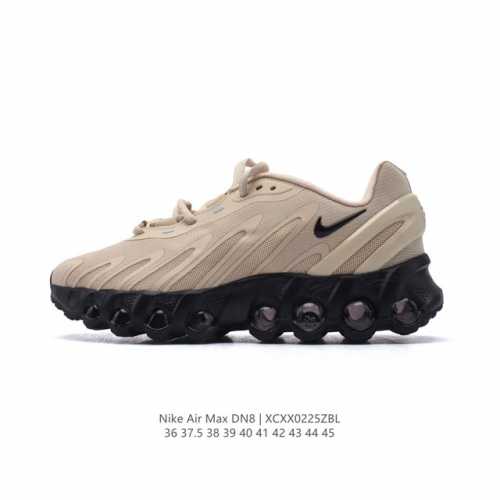 新品 耐克 Nike Air Max Dn8 全掌气垫科技运动跑步鞋Fq7860-005。鞋款采用醒目渐变织物和动态波浪状结构鞋面，搭配黑色中底和外底，以及迷你