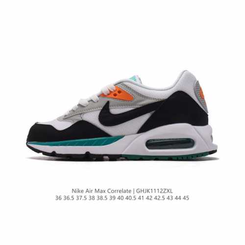 耐克 Nike Air Max Correlate 气垫缓震耐磨运动鞋时尚潮流休闲透气跑步鞋，选用网眼鞋面，脚感舒适透气。鞋舌、鞋侧及后跟处饰有品牌标识，简约大