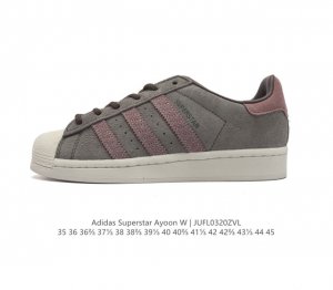 阿迪达斯 Adidas Superstar Ayoon W 三叶草运动鞋经典贝壳头板鞋 时尚女鞋 真皮鞋面材质 标志性的贝壳鞋头 锯齿三条纹 简约的线条 就连版