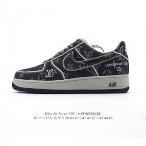 公司级 真标 带半码 耐克Nike Air Force 1 Low 空军一号 小白鞋 路易威登联名 帆布低帮百搭休闲运动板鞋。柔软、弹性十足的缓震性能和出色的中