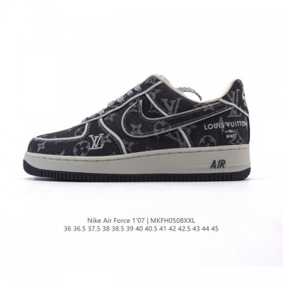 公司级 真标 带半码 耐克Nike Air Force 1 Low 空军一号 小白鞋 路易威登联名 帆布低帮百搭休闲运动板鞋。柔软、弹性十足的缓震性能和出色的中