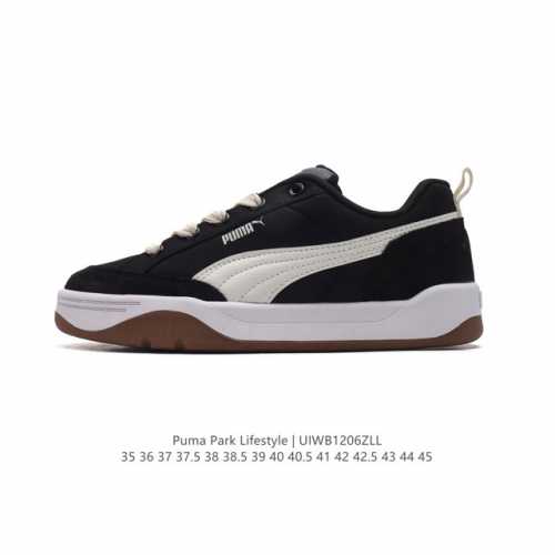 Puma 彪马 男女运动板鞋，原楦原纸版开发版型，采用环保纤维革组合翻毛皮饰片鞋面材质，外置耐磨橡胶大底蕾哈娜同系面包鞋太好看了！彪马puma Park Lif