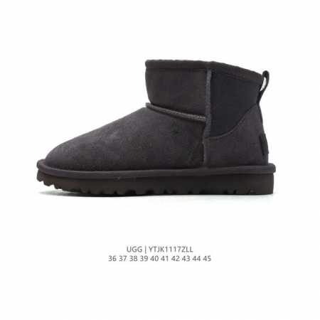 Ugg 中帮靴子 雪地靴 俏皮可爱的百变造型， 美国轻奢品牌ugg 平底系列冬季羊毛一体雪地休闲保暖毛毛家居包头棉鞋。官方同步包装 检验标 材料采用原厂防污防水 - 点击图像关闭