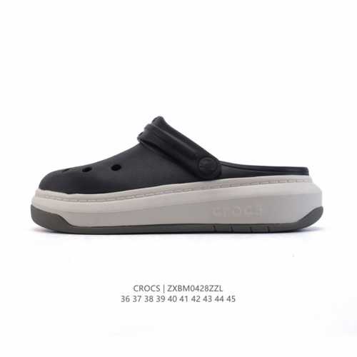 公司级 Crocs 沙滩洞洞鞋 男女士休闲厚底增高凉拖鞋 卡骆驰明星同款 厚底增高沙滩鞋 选择尺码时 建议选大一码 脚感更舒适 家居休闲一式两用拖鞋 白敬亭同款