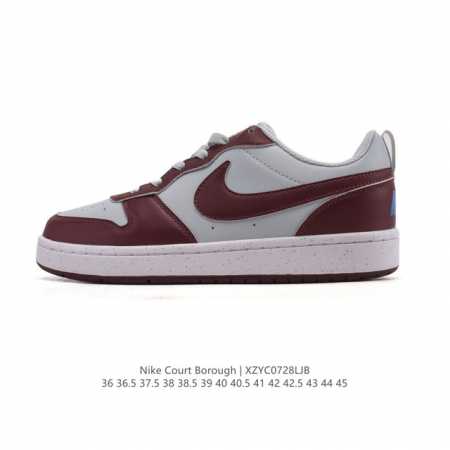 耐克 Nike 男女子运动鞋 Court Borough Low 小空军低帮板鞋。1.其皮革材质的鞋面结合网眼鞋舌，在出众外观与质感的同时提供稳固支撑，并且提升 - 点击图像关闭