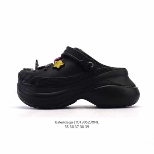 公司级Balenciaga 巴黎世家 女士厚底增高包头凉拖鞋 沙滩鞋 走秀新款洞洞鞋休闲凉鞋 类型 男女鞋 size 35-39 编码 Iotb0523Xnl