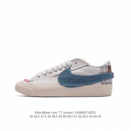 耐克 Nike Blazer Low '77 Jumbo 运动鞋，抓地板鞋，革新重塑经典街头人气鞋款，采用人气传统外观，巧搭大号耐克勾勾设计和宽大鞋带。柔软泡绵 - 点击图像关闭