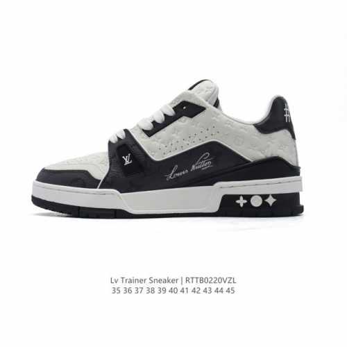 公司级 路易威登 Louis Vuitton Lv路易威登板鞋 时尚运动鞋 浮雕老花Logo 潮厚底增高鞋 。舒适防滑底和百搭性霸屏整个时尚娱乐圈，细节调整完美