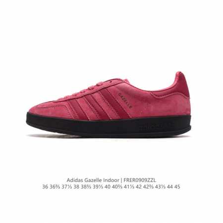 阿迪达斯 Adidas Originals Gazelle Indoor 复古三叶草防滑透明橡胶板鞋经典运动鞋。这款经典鞋,忠于原版设计,缀撞色三条纹和鞋跟饰片 - 点击图像关闭
