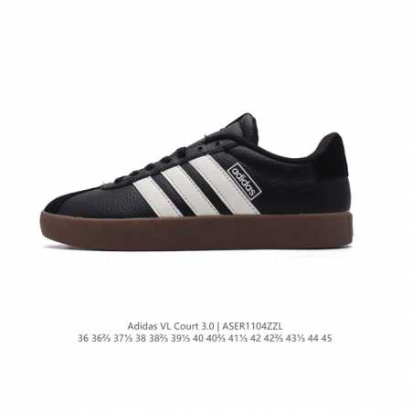 阿迪达斯 ADIDAS VL COURT 3.0 SHOES 网球运动休闲板鞋 T头鞋 这款adidas经典运动鞋，兼具休闲范和精致感，百搭皆有型。皮革鞋面缀标 - 点击图像关闭