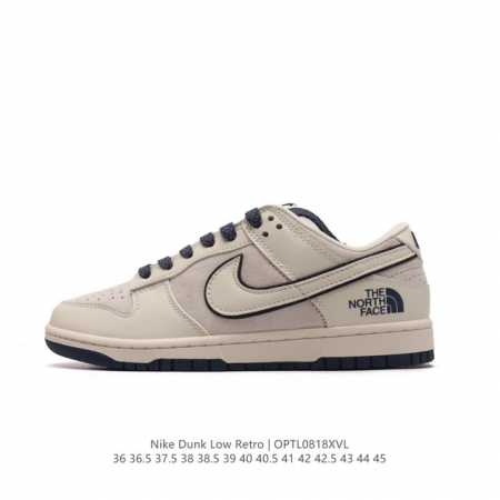 耐克 Nike Dunk Low Retro 运动鞋复古板鞋 北脸 北面 联名。作为 80 年代经典篮球鞋款，起初专为硬木球场打造，后来成为席卷街头的时尚标杆， - 点击图像关闭