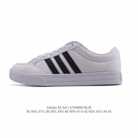 新品 Adidas 阿迪达斯As Set Mule 经典休闲帆布板鞋 懒人一字蹬运动鞋，这款Adidas采用套入式结构和无后跟设计，力求让舒适感更上一层楼。脚感 - 点击图像关闭