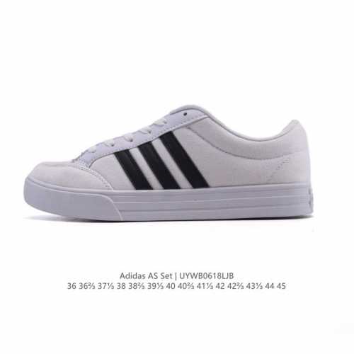 新品 Adidas 阿迪达斯As Set Mule 经典休闲帆布板鞋 懒人一字蹬运动鞋，这款Adidas采用套入式结构和无后跟设计，力求让舒适感更上一层楼。脚感