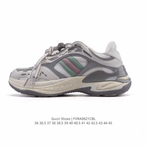 公司级 Gucci 古驰 高奢百搭休闲男女士运动鞋 明星同款缓震慢跑鞋 小红书爆款厚底增高老爹鞋 鞋面走线工整 清晰质感 高端时尚 简约大气 防滑舒适。 类型：