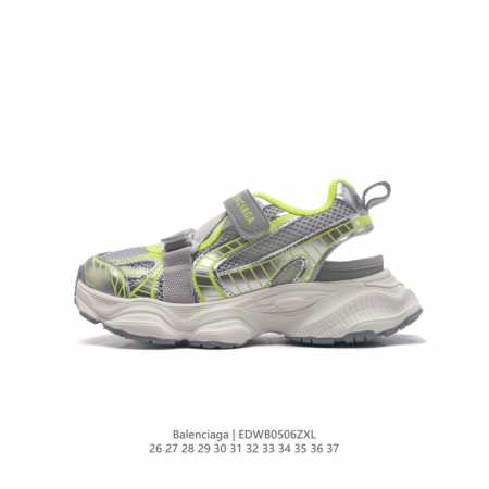 童鞋 巴黎世家 Balenciaga Triple S Track 凉鞋 包头凉拖鞋 爆款推荐高品质 巴黎世家凉鞋 原版发泡大底舒服防滑耐磨老爹凉鞋 类型：儿童 - 点击图像关闭