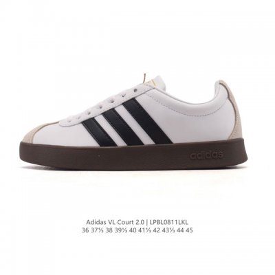 Adidas T头鞋 阿迪达斯 Vl Court 2.0 Shoes 运动休闲板鞋小白鞋，这款T形鞋头运动鞋,力求无论球场或街头,皆显耀眼出众。采用绒面革和牛皮