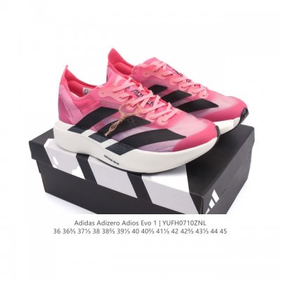 公司级 阿迪达斯 Adidas Adizero Adios Pro Evo 1 舒适百搭 网布防滑 低帮 碳板跑步鞋 男女同款厚底增高老爹鞋 史上最轻 竞速跑鞋