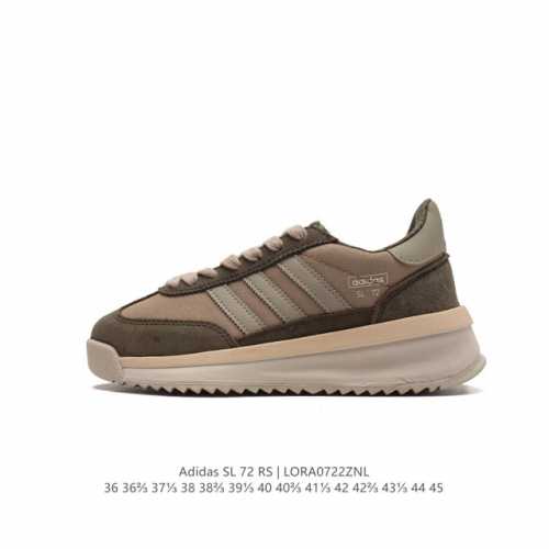 阿迪达斯adidas Sl 72 Shoes 经典复古薄底运动鞋 T头鞋 三叶草复古休闲跑步鞋休闲运动鞋 这款经典运动鞋携复古型格，来访你的活力日常 采用舒爽尼