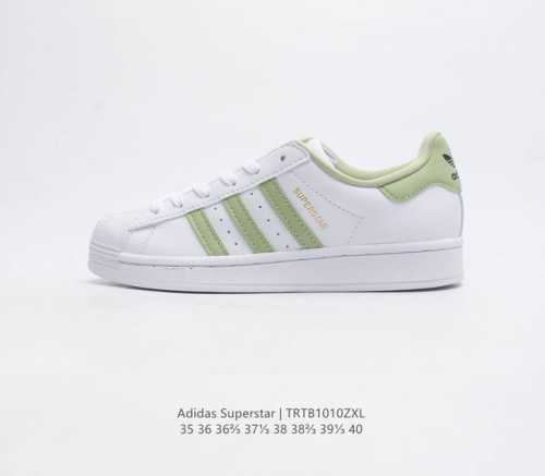 公司级阿迪达斯 Adidas Superstar 三叶草经典贝壳头系列 新款休闲板鞋潮流男女士运动鞋 鞋面织物材质 标志性的贝壳鞋头 锯齿三条纹 简约的线条 就
