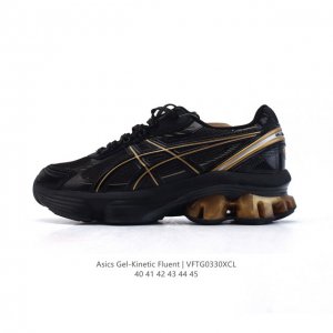 新品公司级 亚瑟士Asics Gel-Kinetic Fluent “Black Gold”黑金 舒适百搭 合成革防滑耐磨 低帮跑步鞋 男款 首先配色上十分经典