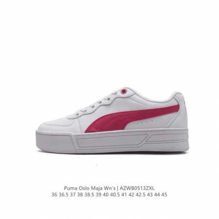 Puma 彪马 Oslo Maja Wn'S 2024年新款厚底增高运动休闲板鞋 复古经典板鞋时尚小白鞋。原楦原纸版开发，采用固色翻毛皮拼接头层牛培皮革鞋面材质 - 点击图像关闭