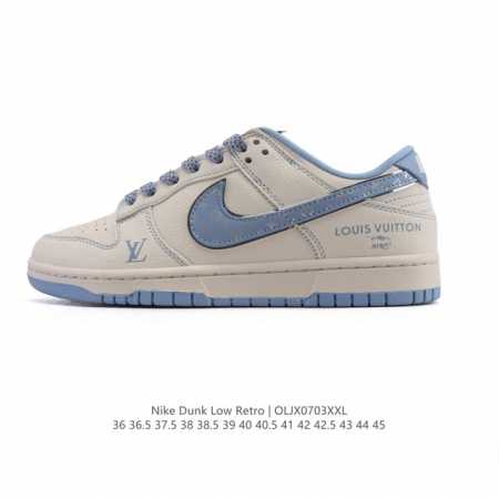 公司级 耐克 Nike Dunk Low Retro 运动鞋复古滑板鞋 路易威登联名。作为 80 年代经典篮球鞋款，起初专为硬木球场打造，后来成为席卷街头的时尚 - 点击图像关闭