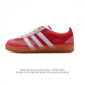 阿迪达斯 T 头鞋 系列bad Bunny X Adidas Gazelle Indoor德训鞋 潮运动板鞋。Badbunny与adidas再度联名，推出全新g