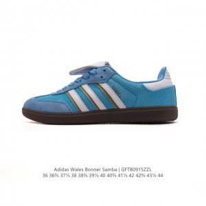 阿迪达斯 德训鞋 经典复古低帮休闲运动慢跑鞋wales Bonner X Adidas 2024 全新秋冬系列联名鞋款 经典运动板鞋。该鞋超大鞋舌采用皮革网面拼