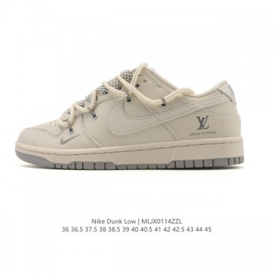 耐克 Nike Sb Dunk Low Pro 男女同款运动鞋复古板鞋 路易威登联名 解构绑带 双鞋带，尽情迈步，彰显个性风采。采用柔软皮革鞋面，经久耐穿，塑就