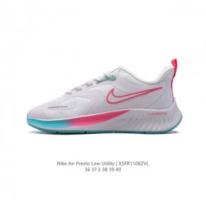 耐克nike air presto low utility 针织网面厚底增高老爹鞋 休闲时尚百搭运动缓震跑鞋 圆头, 正面绑带, 经典耐克swoosh标识, 鞋