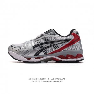 亚瑟士 Asics Gel-Kayano 14 运动休闲透气专业缓震慢跑鞋。采用工程弹性双层再生网格密度鞋面材质，后跟3D可视Gel缓震乳胶物料，升级Ff Bl