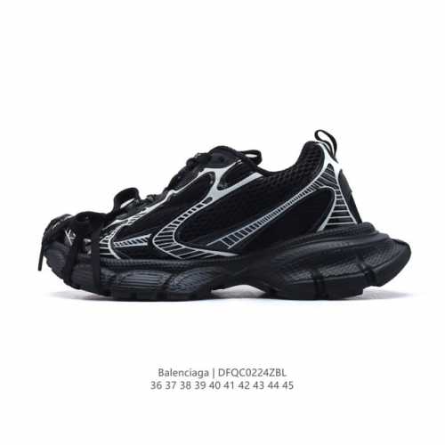 公司级 巴黎世家 Balenciaga 3Xl Sneakers 巴黎世家 十代网布系带低帮走秀复古老爹运动鞋 透气网面材料和聚氨酯 磨损效果 鞋头边缘和后帮