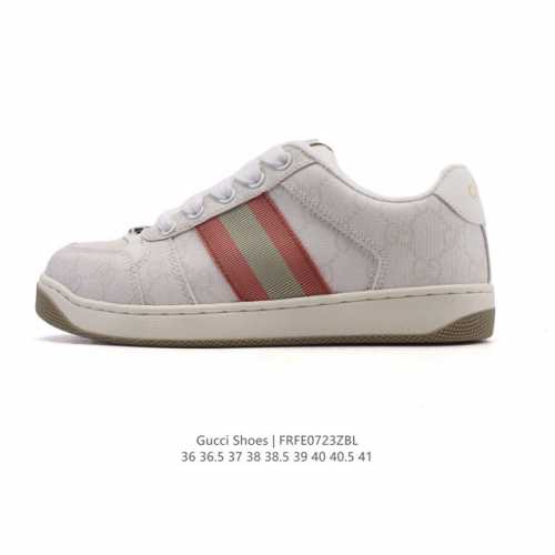 公司级 Gucci 25新款板鞋女运动鞋德训鞋春季轻便系带透气情侣鞋休闲软底小白鞋透气孔皮革休闲德训 低帮 时尚板鞋，德训鞋的版型大家都知道 是非常显脚瘦的！这
