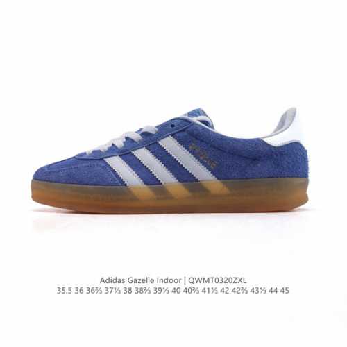 160 阿迪达斯 Adidas Originals Gazelle Indoor复古三叶草防滑透明橡胶板鞋经典运动鞋。这款经典鞋,忠于原版设计,缀撞色三条纹和鞋