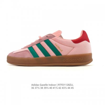 阿迪达斯 Adidas Originals Gazelle Indoor复古三叶草防滑透明橡胶板鞋经典运动鞋。这款经典鞋,忠于原版设计,缀撞色三条纹和鞋跟饰片。