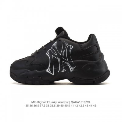 公司级 美职棒 Mlb Bigball Chunky 纽约洋基队厚底增高老爹鞋男女复古鞋中性纽约洋基队休闲经典运动鞋。加厚鞋底，侧面有撞色Ny标识，打造出时尚外