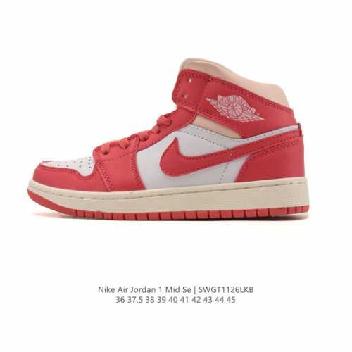 耐克 Nike Air Jordan 1 Mid 男女子篮球鞋时尚轻盈板鞋Aj1乔1运动鞋 乔丹一代 高帮复古休闲篮球鞋 。Air Jordan 1 Mid 搭