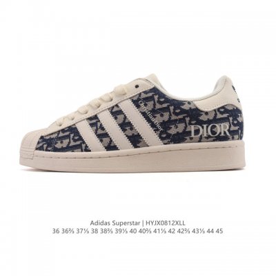 公司级 阿迪达斯 Adidas Superstar 2025年新款鞋子 蛇年新款 迪奥联名 经典贝壳头系列 新款休闲板鞋潮流男女士运动鞋 。鞋面织物拼接材质 标