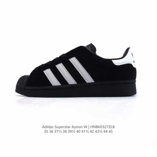 140 阿迪达斯 Adidas Superstar Ayoon W 三叶草运动鞋经典贝壳头板鞋 时尚男女鞋 。皮革鞋面材质 标志性的贝壳鞋头，锯齿三条纹，简约的