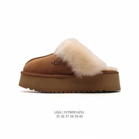 Ugg 棉拖 雪地靴 俏皮可爱的百变造型， 美国轻奢品牌ugg 平底系列冬季羊毛一体雪地休闲保暖毛毛家居包头棉拖鞋。官方同步包装 检验标 材料采用原厂防污防水皮 - 点击图像关闭