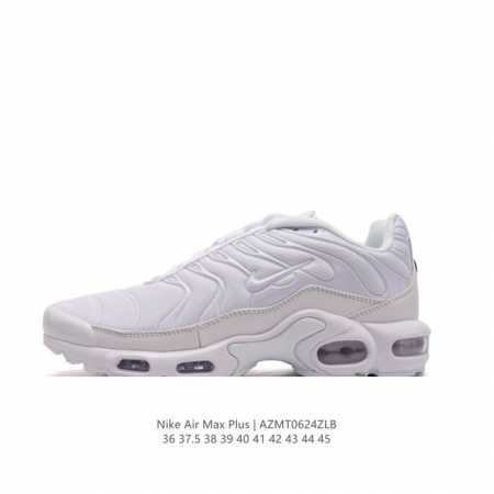 NIKE 耐克 男女子休闲鞋气垫缓震跑步鞋 AIR MAX PLUS 运动鞋 造型超讨喜！鞋面以帆布和织物材质包裹，保证了轻薄透气，更适合夏季穿着。鞋侧 鱼骨 - 点击图像关闭