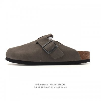 公司级 德国百年知名鞋履品牌 勃肯Birkenstock Boston Suede Shearling 波士顿系列休闲家居棉拖鞋 低帮牛皮绒面革复古软木底包头露
