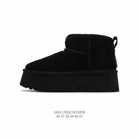 Ugg 中帮厚底增高靴子 松糕跟雪地靴 俏皮可爱的百变造型， 美国轻奢品牌ugg 平底系列冬季羊毛一体雪地休闲保暖毛毛家居包头棉鞋。官方同步包装 检验标 材料采 - 点击图像关闭
