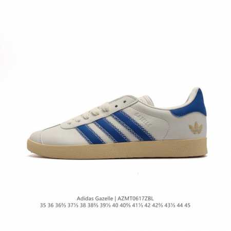 阿迪达斯 Adidas 中性三叶草gazelle系列休闲鞋男女经典运动鞋，鞋身特殊的猪八皮革材质和简单百搭的特点，让 Gazelle 一直活跃在街头。T字鞋头、 - 点击图像关闭