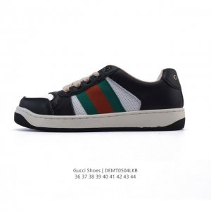 古驰男女鞋 Gucci Screener系列做旧脏脏鞋 闪钻鞋面时尚厚底增高复古板鞋潮运动鞋，复古学院风款式与融入怀旧运动服风格的面料风靡数十年，不同风格演绎出